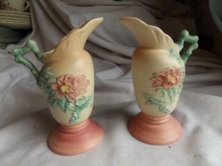 2 Vintage Hull Art Pottery W 3 - 51/2 Wild Flower Pitchers/ Ewers/ Vases