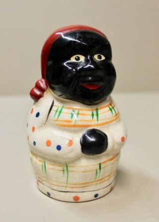 Vintage Black Americana Single Salt Or Pepper Shaker Pottery 1940s