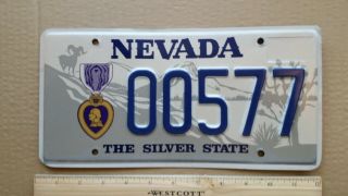 License Plate,  Nevada,  Purple Heart,  00 577