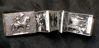 Antique Miniature Photo Book Locket Pendant Joan Of Arc On Horse French Souvenir