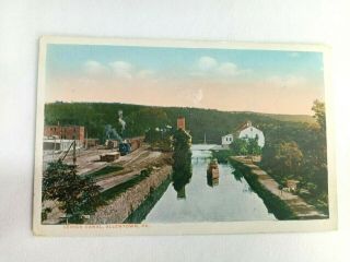Vintage Postcard Lehigh Canal Allentown Pa Canal & Boat Scene
