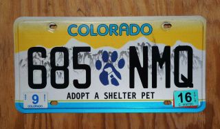 2016 Colorado License Plate - Adopt A Shelter Pet - Cat Dog