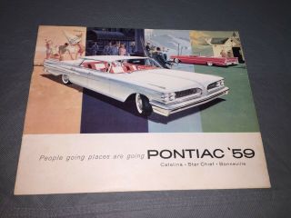 Vintage 1959 Pontiac Car Dealer Sales Brochure 8 Dbl Sided Pages