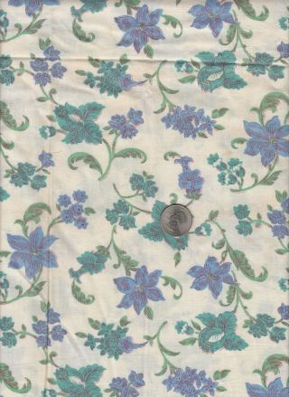 Vintage Feedsack Blue Green Floral Feed Sack Quilt Sewing Fabric 21 " X 30 "
