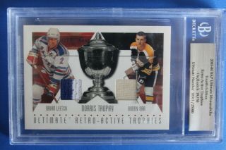2003 - 04 Bap Ultimate Trophies Ltd.  19/50 Jersey Card Bobby Orr Brian Leetch