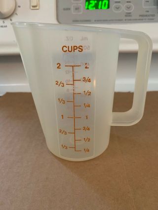 Vintage Tupperware 2 Cup,  16 Oz. ,  Measuring Pitcher W/ Brown Lettering,  1669