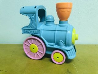 Vintage Mattel Train Crib Rail Runner Infant Toy 1979 Blue & Pink Usa