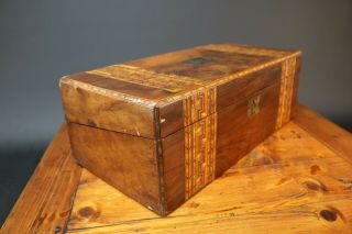 Antique Writing Slope Wooden Box Marquetry Inlay Campaign Victorian 4 Restore 3