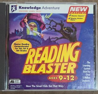 Vintage Reading Blaster Pc Cd - Rom Learning Game 98/95/3.  1 Ages 9 - 12 Bx - E