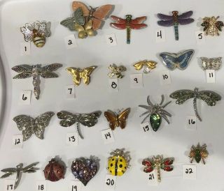Pick A Brooch Pin - Vintage - Now Bug Butterfly Dragonfly Moth Spider Etc Bn17