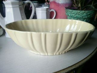 Vintage Haeger Pottery Planter Off White Oval Ribbed Bowl 4020 - C Usa