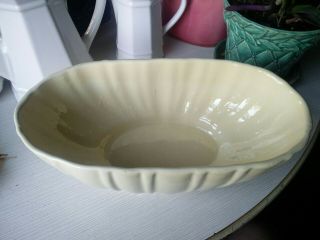 Vintage HAEGER POTTERY Planter Off White Oval Ribbed Bowl 4020 - C USA 2