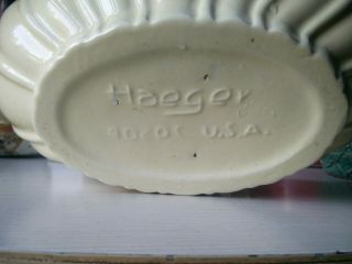 Vintage HAEGER POTTERY Planter Off White Oval Ribbed Bowl 4020 - C USA 3