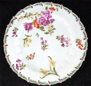 Antique 18th Century Chelsea Porcelain Feather Edge Floral Plate