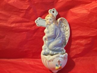26 Vintage Porcelain Angel Holding Cross Holy Water Font - 6.  25 " - Japan - Euc