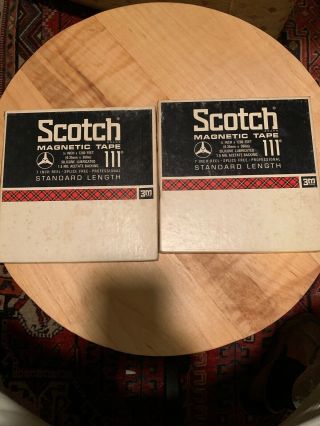 (2) Vintage 111 Scotch 7 " Reel Magnetic Recording Tape 1/4 Inch X 1200 Ft.