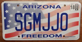 Unique Arizona Freedom Base License Plate,  Sergeant Major John,  Joe
