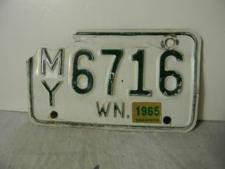 1965 Washington Motorcycle License Plate In As Found All