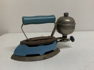 Vintage Coleman Instant - Lite Model Blue Enamel 1930s Gas Steam Iron