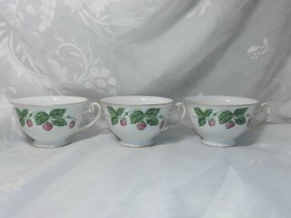 Vintage Hira China Occupied Japan Tea Cups Berries Design Set Of 3