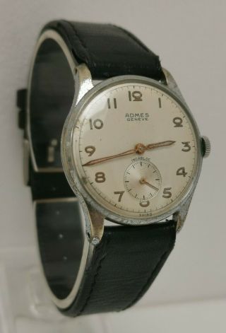 Vintage 1950s Admes Geneve Swiss Military Style Gents Wrist Watch Fhf 70 Movt
