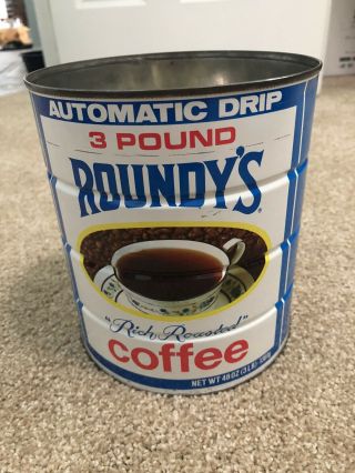 Vintage Roundys Rich Roasted Automatic Drip Coffee Tin