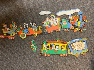 Vintage Walt Disney Productions Wall Hanging Train With Many Characters Awesome