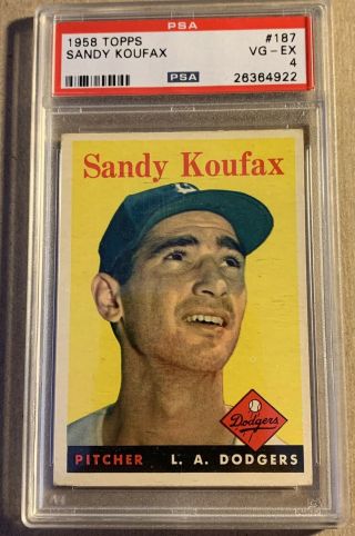 1958 Topps Sandy Koufax Psa 4 Vg - Ex 187