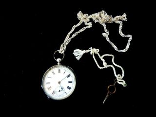 Antique French 800 Silver Pocket Watch In The Photos Comes With Key