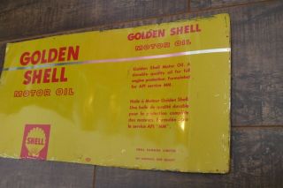 Vintage Golden Shell Oil Sign Metal Dealer Rack Display Gas Shop Man Cave 3