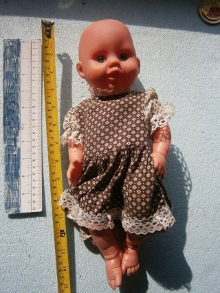Vintage Baby Girl In Dress Rubber Toy Doll No Mark Puppet Collectible Children