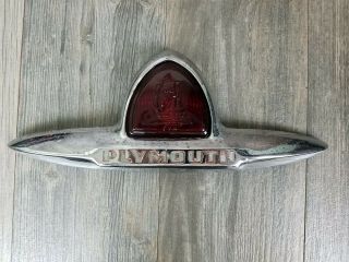 Vintage 46 47 48 49 Plymouth Trunk Emblem W/ Glass Lens No Cracks Oem
