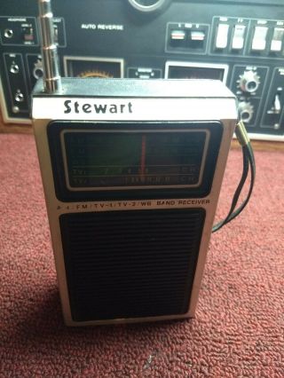 Vintage Stewart AM/FM/TV Weather Band Transistor Radio 9 volt battery 2