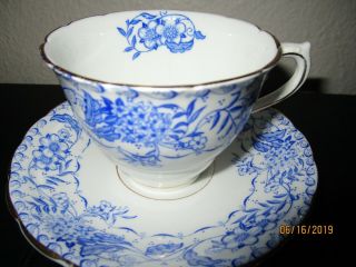 Vintage Colclough Blue Floral,  Scalloped Gold Trim Cup And Saucer 1657 England
