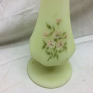 Vintage Fenton Glass Bud Vase Hand Painted Signed L.  Everson