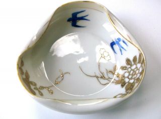 Vintage Porcelain Nut Candy Dish Elite B Nippon Blue Birds Swallows