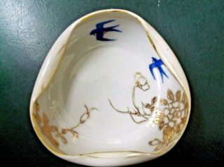 Vintage Porcelain Nut Candy Dish Elite B Nippon Blue Birds Swallows 2