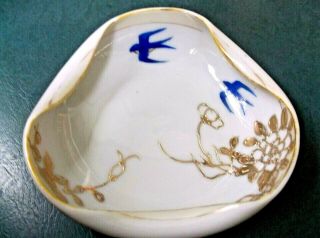 Vintage Porcelain Nut Candy Dish Elite B Nippon Blue Birds Swallows 3