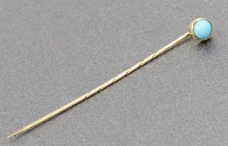 Mens 9ct Yellow Gold & Turquoise Tie Pin Vintage Fashion Collectable