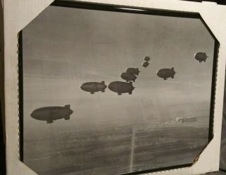 Lake Hurst Nj Us Navy Convoy Blimps / Airships Flying Framed Print 20 " X 16 "