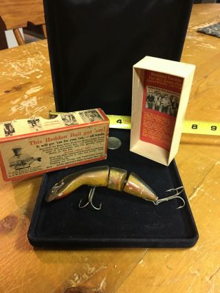Vintage 5 1/2 Inch Wooden Heddon’s Game Fishing Lure And Brochure.