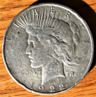 Vintage 1922 D United States 90 Silver Peace Dollar Estate Coin Bright