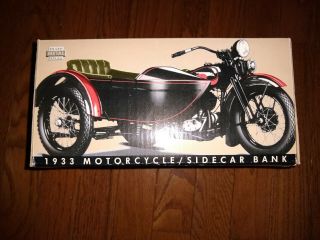 1933 Harley - Davidson Vl Motorcycle W/sidecar - Locking Coin Bank & Key