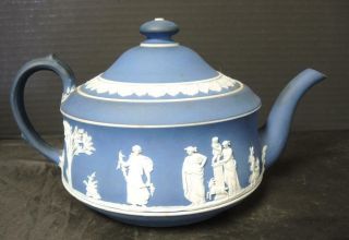Antique Pre - 1850s Wedgwood Cobalt Blue Jasperware Tea Set 2