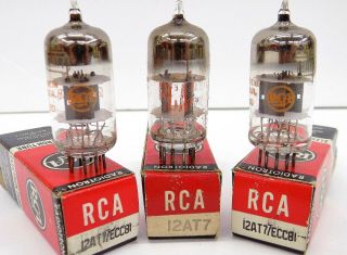 3 N.  O.  S Vintage RCA 12AT7/A/ECC81 Vacuum Tubes.  One Matched Date Code Pair 2