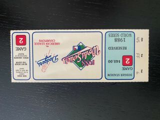 1988 Mlb World Series Game 2 Ticket Stub La Dodgers