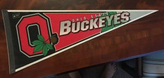 Two Large Vintage Ohio State Buckeyes College Football Pennants - Bold Colors
