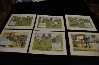 6 X Antique Print - Charles Crombie Laws Of Cricket Published By Perrier Ltd.