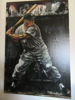 Mickey Mantle Giclee On Canvas By Stephen Holland Le Artist Proof 11/56