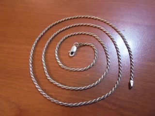 Vtg Sterling Silver Rope Chain Link Necklace 24.  25 " 7.  2 Grams